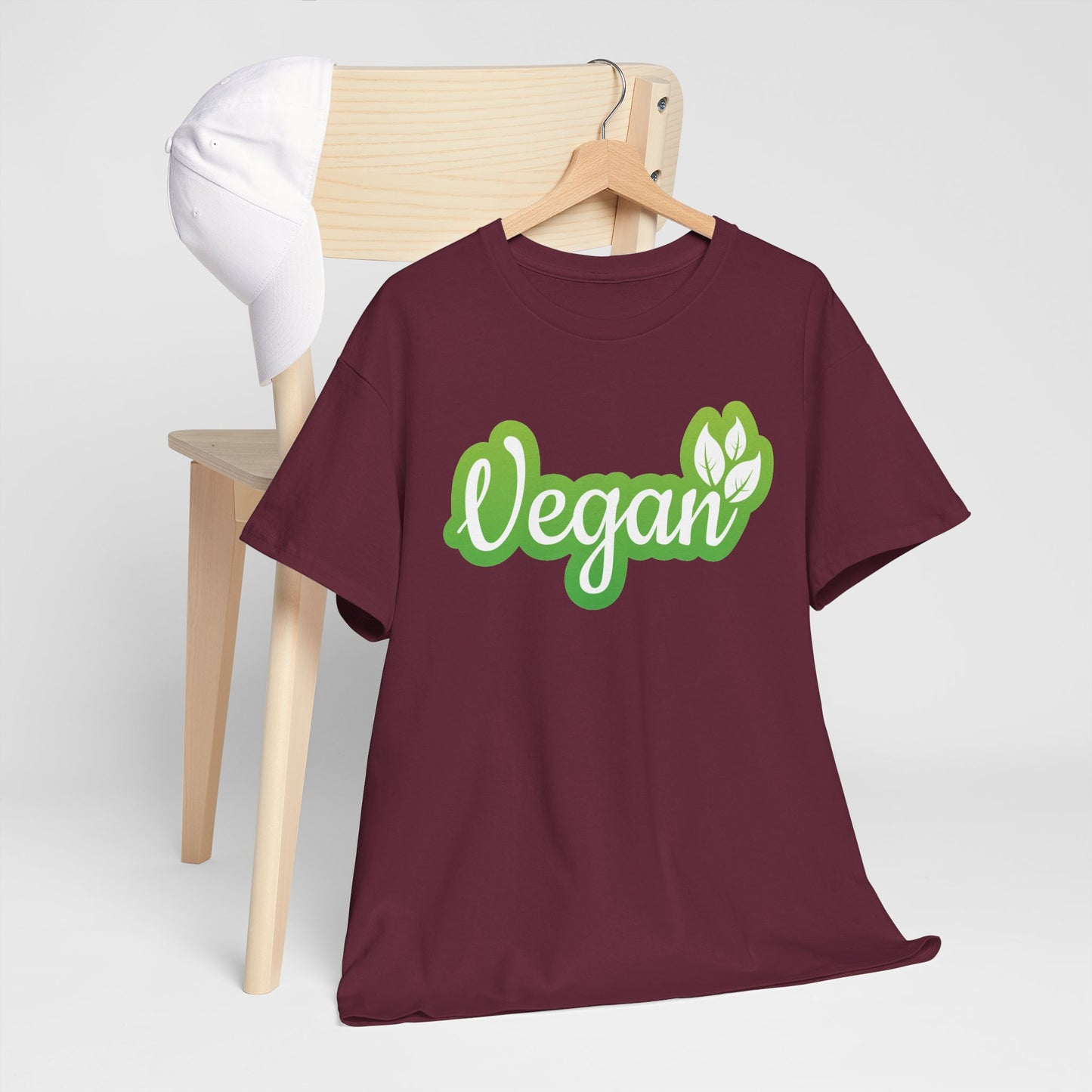 Vegan Script Tee — Green Leaf Eco-Friendly T-Shirt