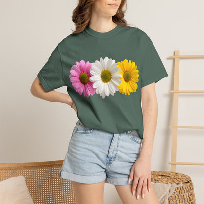 Daisy Trio T-Shirt — Pink White Yellow Floral Tee