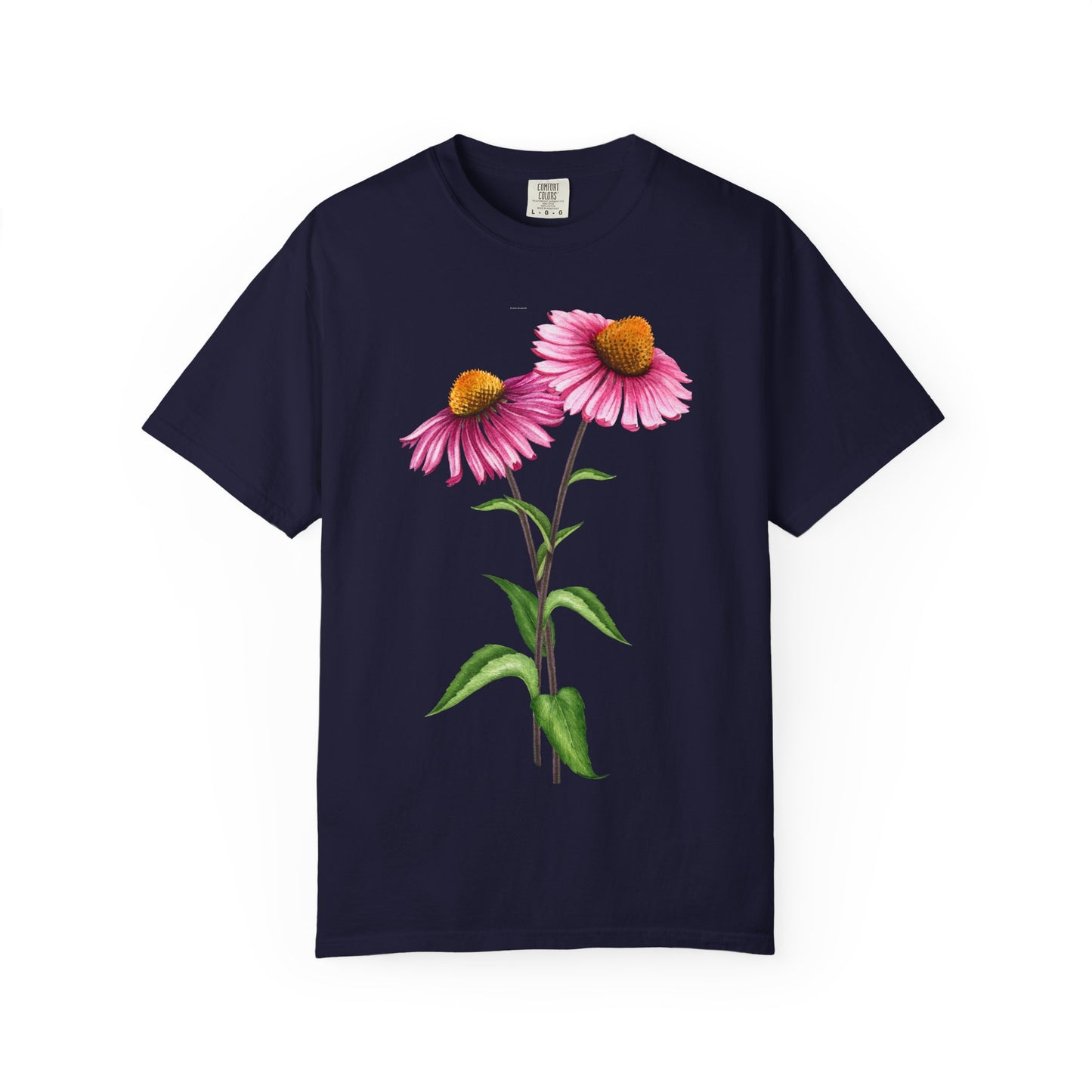 Floral Coneflower T-Shirt — Pink Echinacea Botanical Tee