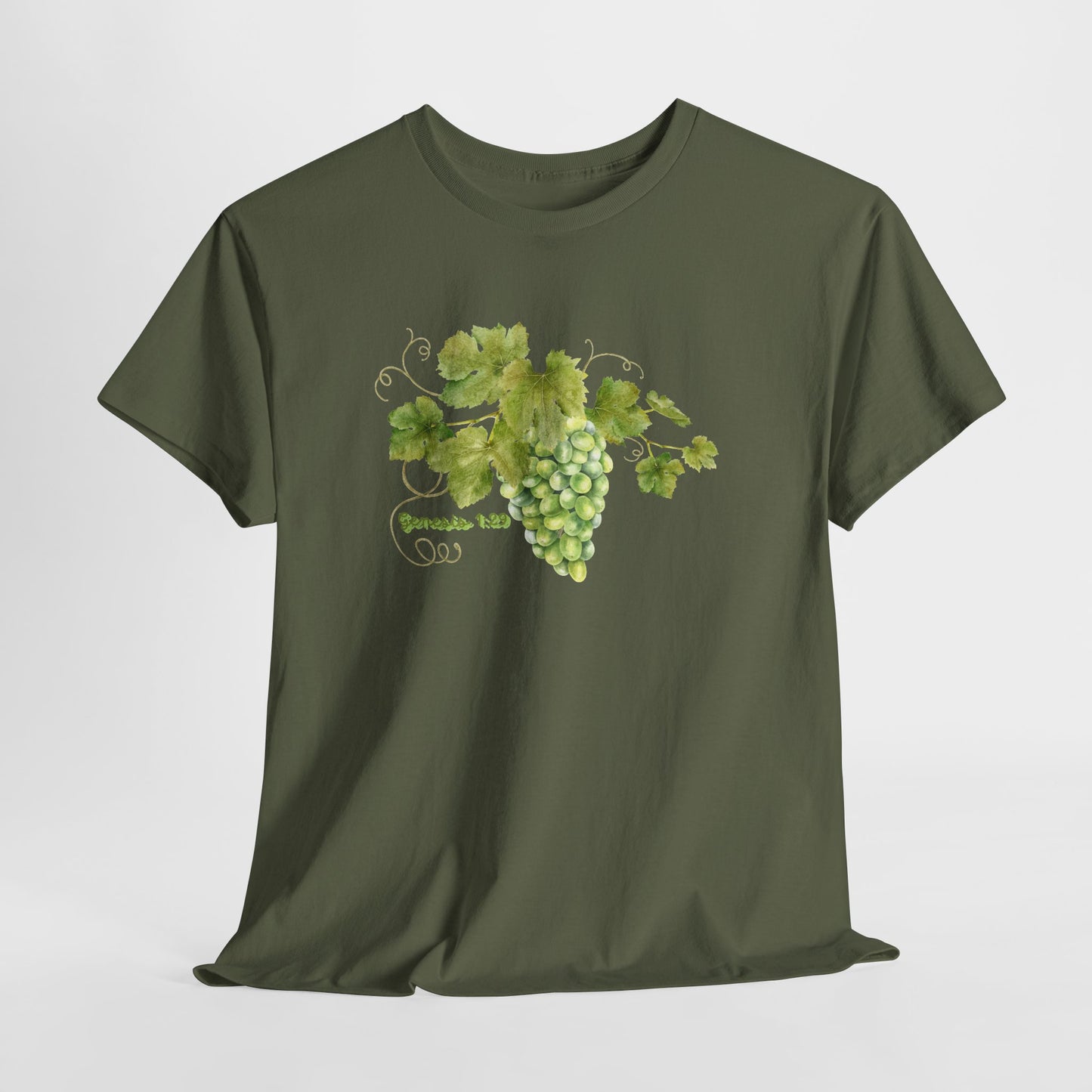 Genesis 1:29 Grapevine Watercolor T-Shirt — Green Grape Vines Tee