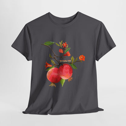 Pomegranate Bloom T-Shirt — Botanical Fruit Watercolor Tee