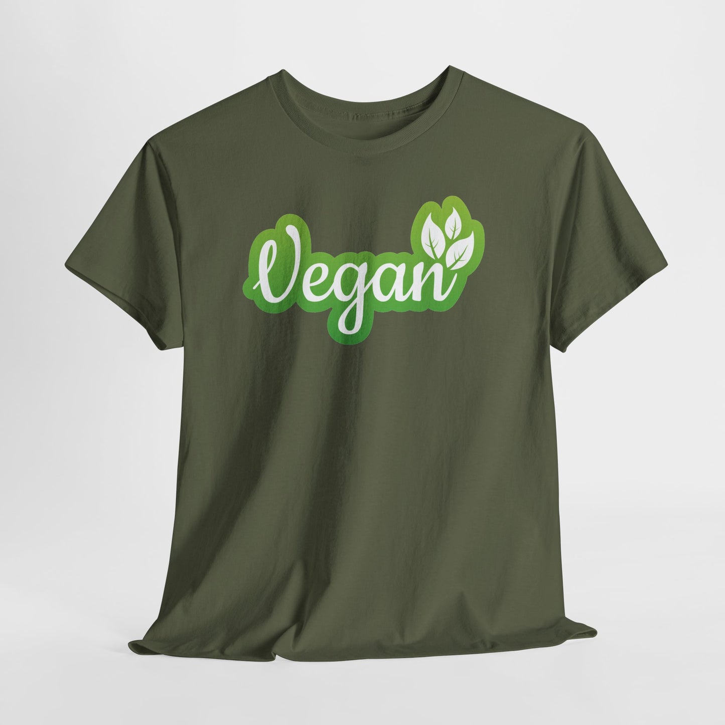 Vegan Script Tee — Green Leaf Eco-Friendly T-Shirt