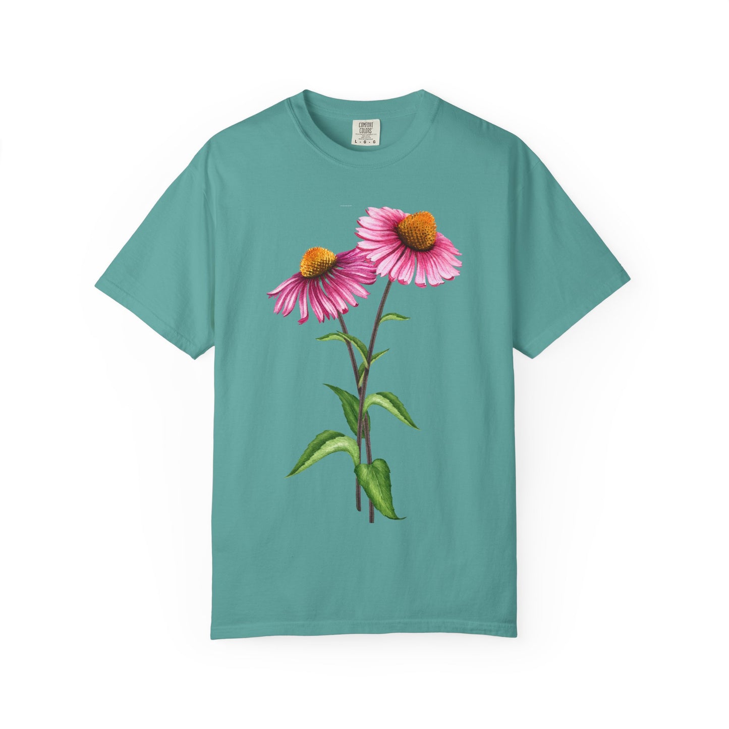 Floral Coneflower T-Shirt — Pink Echinacea Botanical Tee