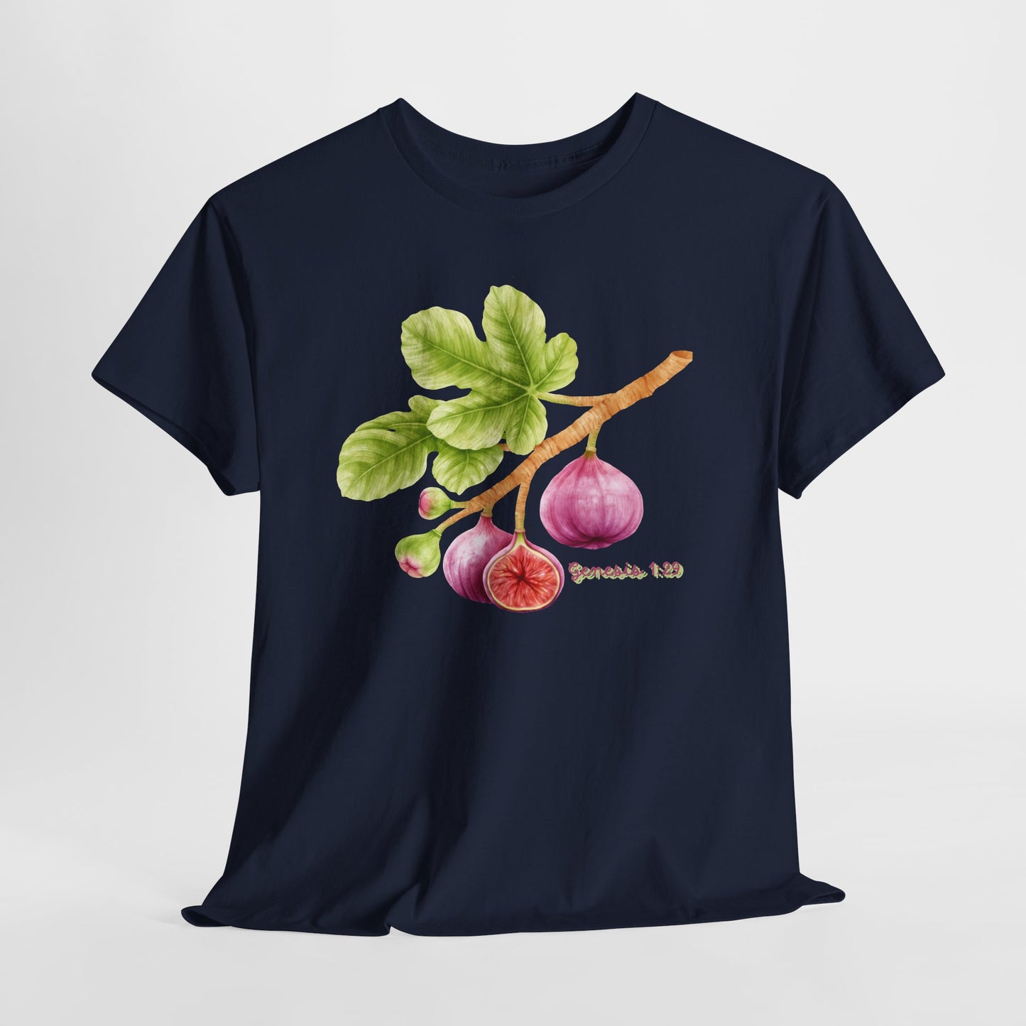 Fig Branch T‑Shirt — Botanical Fig Illustration Tee with Scripture (Genesis 1:29)