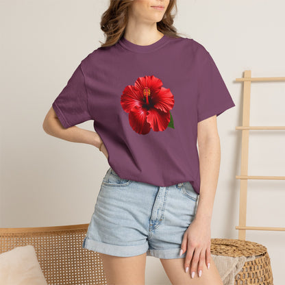 Hibiscus Bloom T-Shirt — Red Floral Graphic Tee