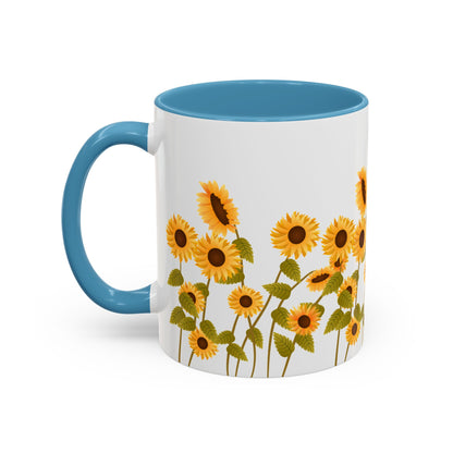 Sunflower Field Accent Tea Mug – Bright Floral 11/15oz Ceramic