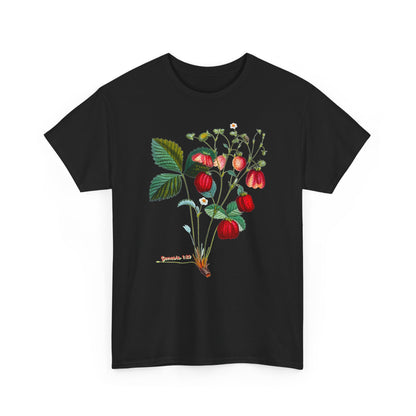 Strawberry Botanical Tee — Vintage Fruit Illustration T-Shirt Genesis 1:29
