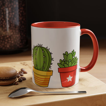 Cactus & Succulent Accent Coffee Mug — Cute Potted Plants 11/15oz