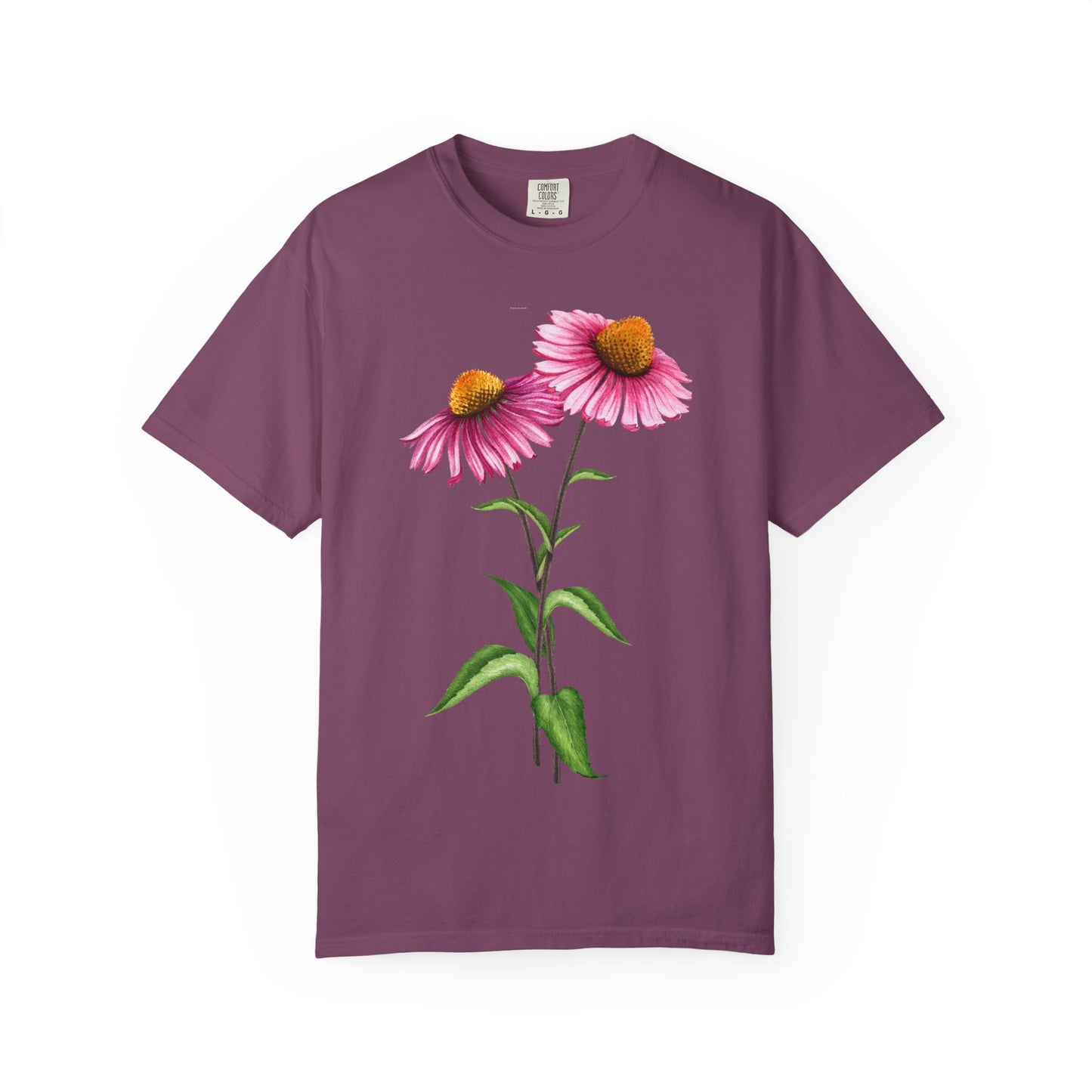 Floral Coneflower T-Shirt — Pink Echinacea Botanical Tee