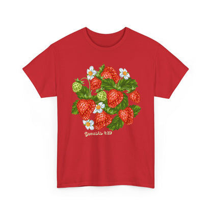 Strawberry Cluster Tee — Vintage Botanical Fruit Graphic (Genesis 1:29)