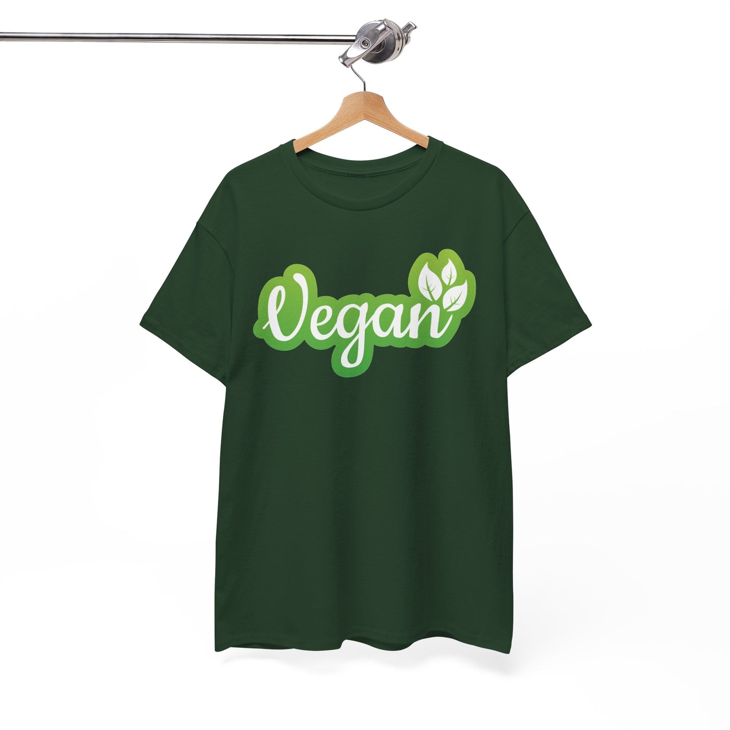 Vegan Script Tee — Green Leaf Eco-Friendly T-Shirt