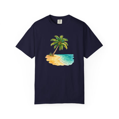 Tropical Palm Beach T-Shirt — Watercolor Island Graphic Tee