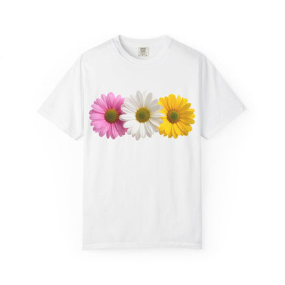 Daisy Trio T-Shirt — Pink White Yellow Floral Tee