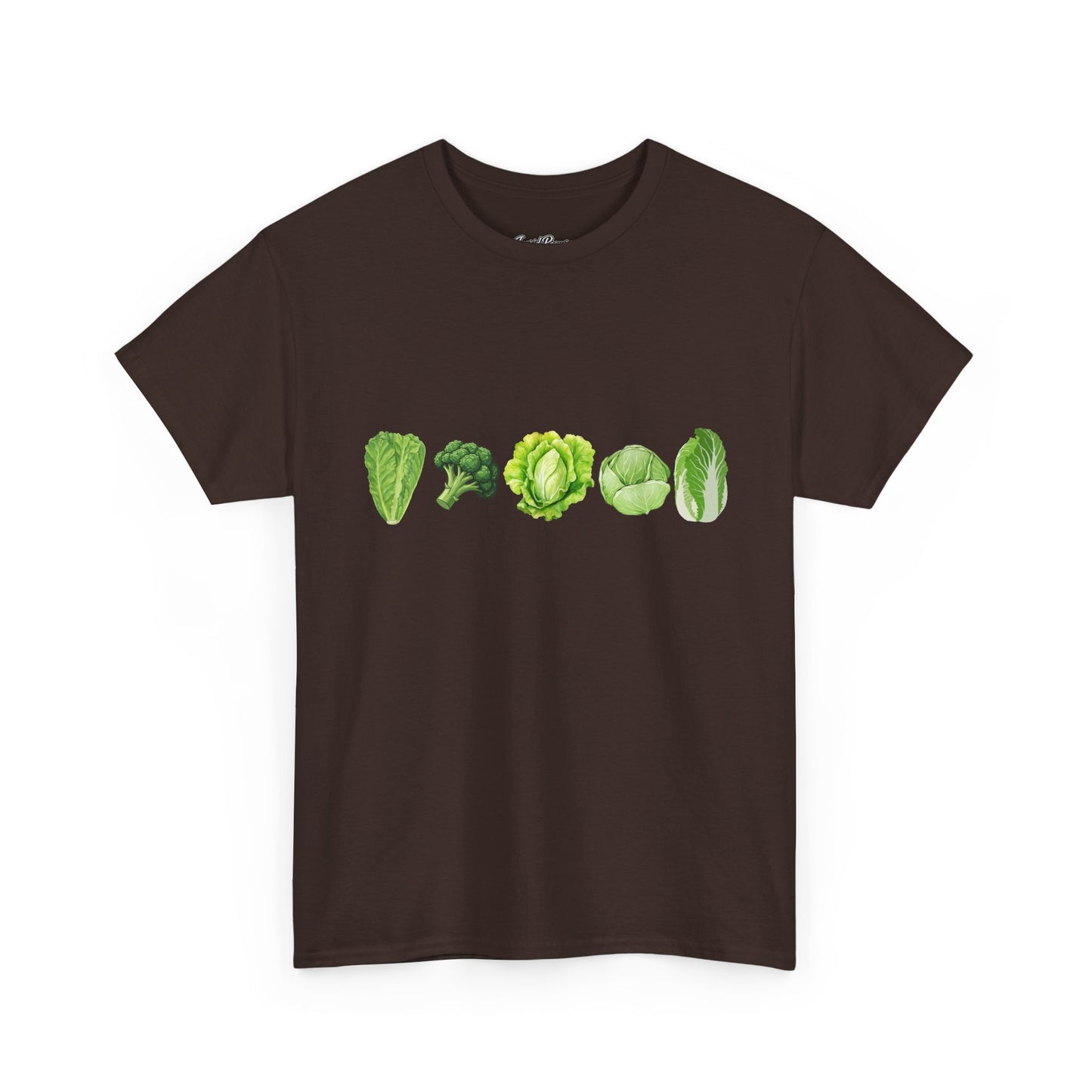 Vegetable Row T-Shirt — Green Veggies Lettuce Broccoli Cabbage Graphic Tee