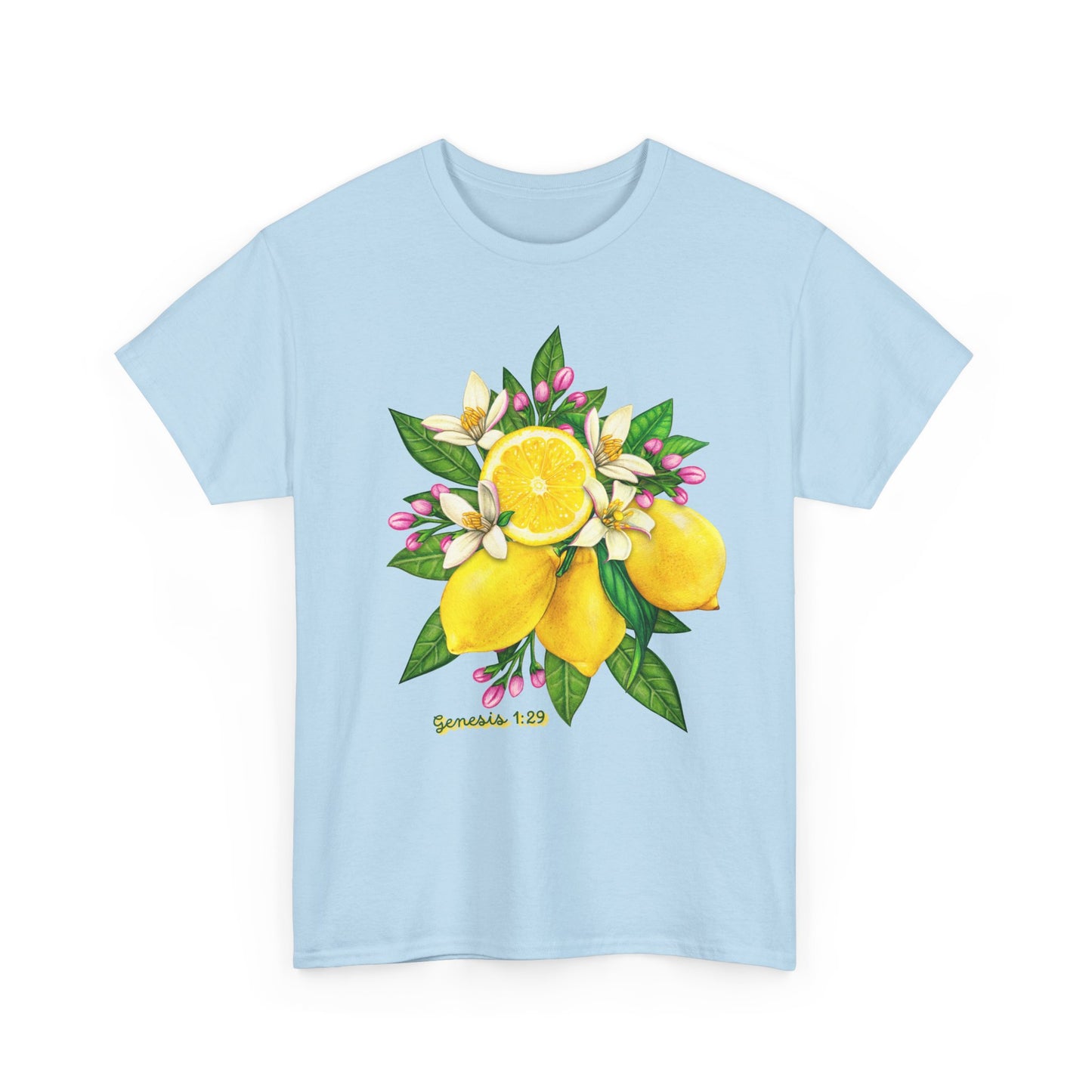 Lemon Blossom Tee — Botanical Citrus Graphic T‑Shirt (Genesis 1:29)