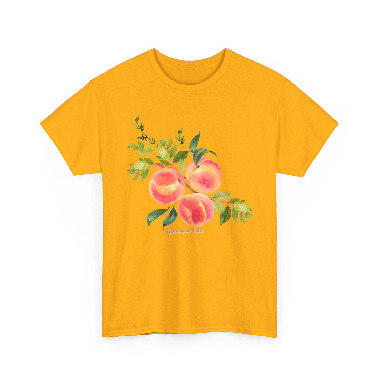 Peach Botanical Tee — Watercolor Fruit Graphic T‑Shirt