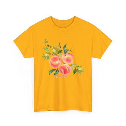 Peach Botanical Tee — Watercolor Fruit Graphic T‑Shirt