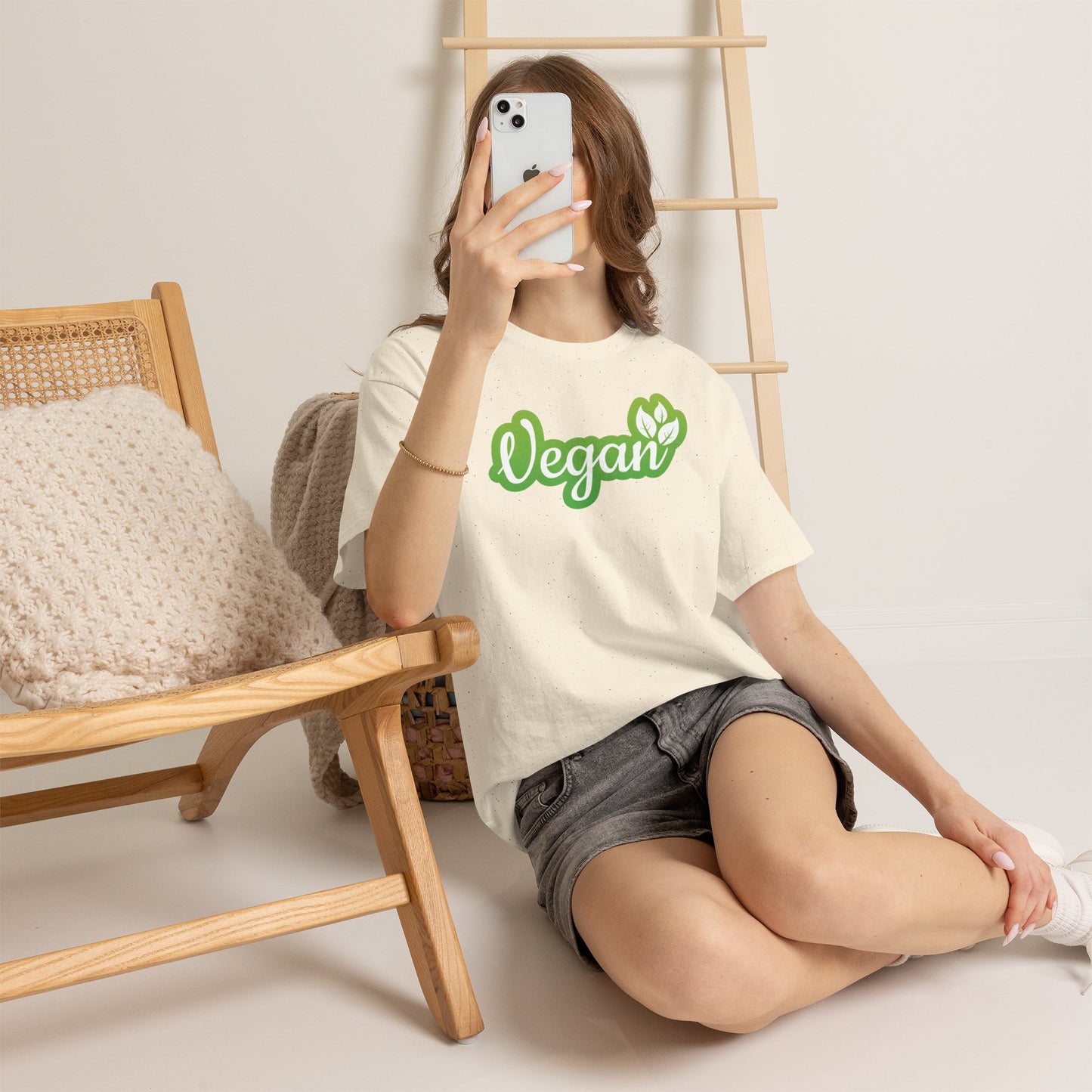 Vegan Script Tee — Green Leaf Eco-Friendly T-Shirt