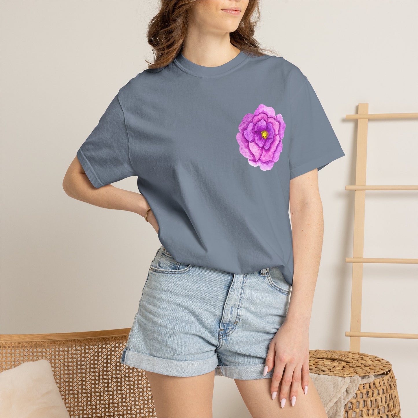 Floral Watercolor Chest Rose T-Shirt
