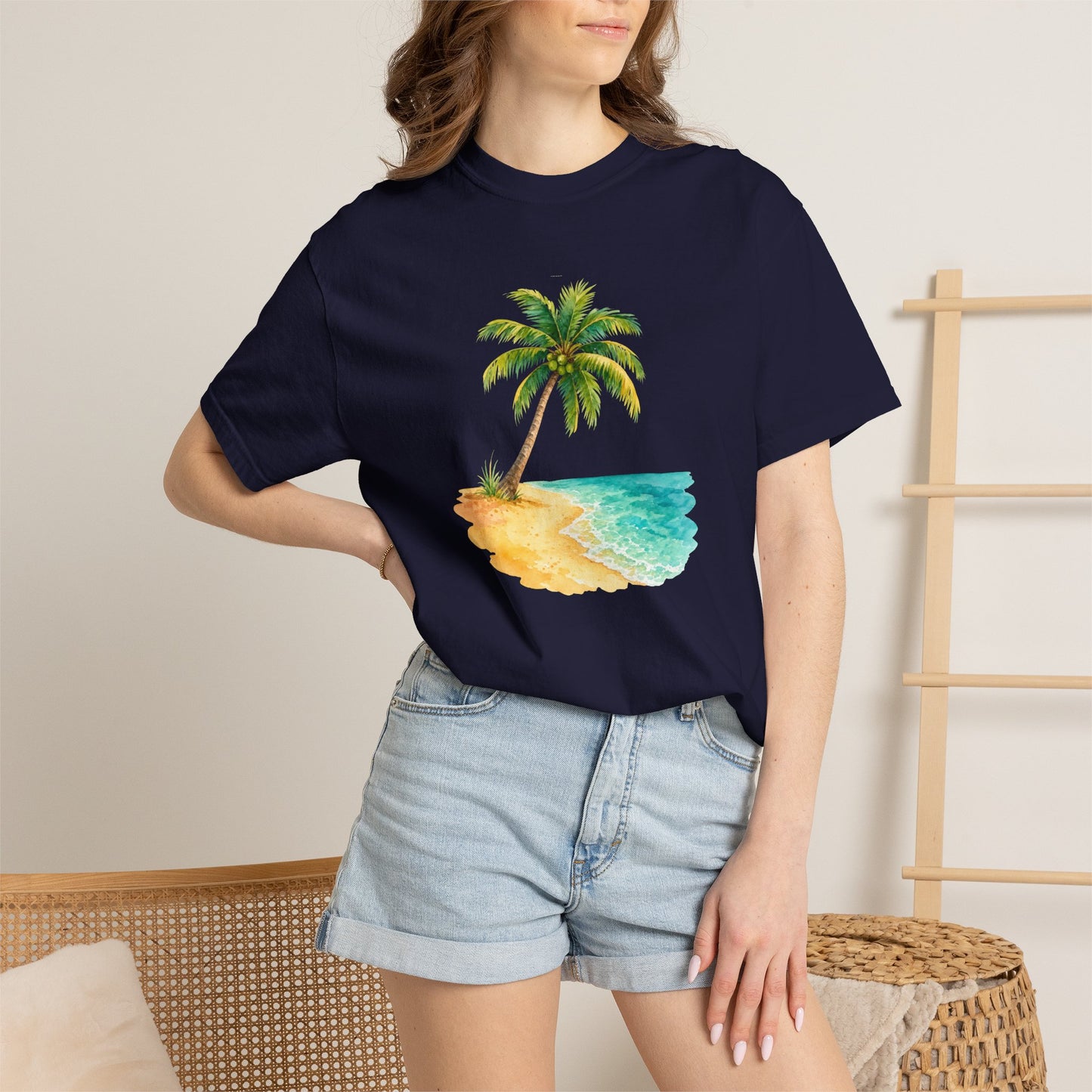 Tropical Palm Beach T-Shirt — Watercolor Island Graphic Tee