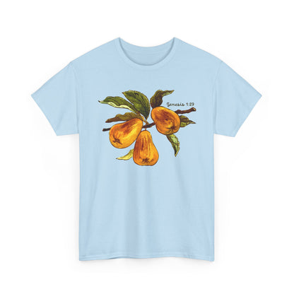 Pear Branch T‑Shirt — Watercolor Yellow Pears Tee Genesis 1:29