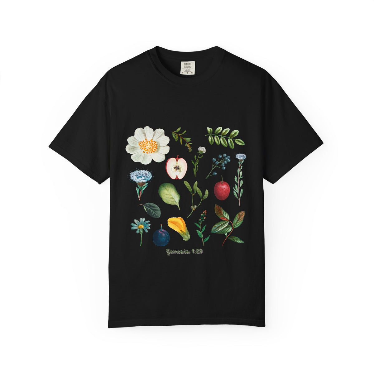 Floral Fruits Botanical Tee — Jeremiah 1:9 Scripture Garden T-Shirt