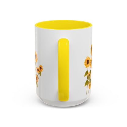 Sunflower Field Accent Tea Mug – Bright Floral 11/15oz Ceramic