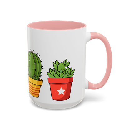 Cactus & Succulent Accent Coffee Mug — Cute Potted Plants 11/15oz