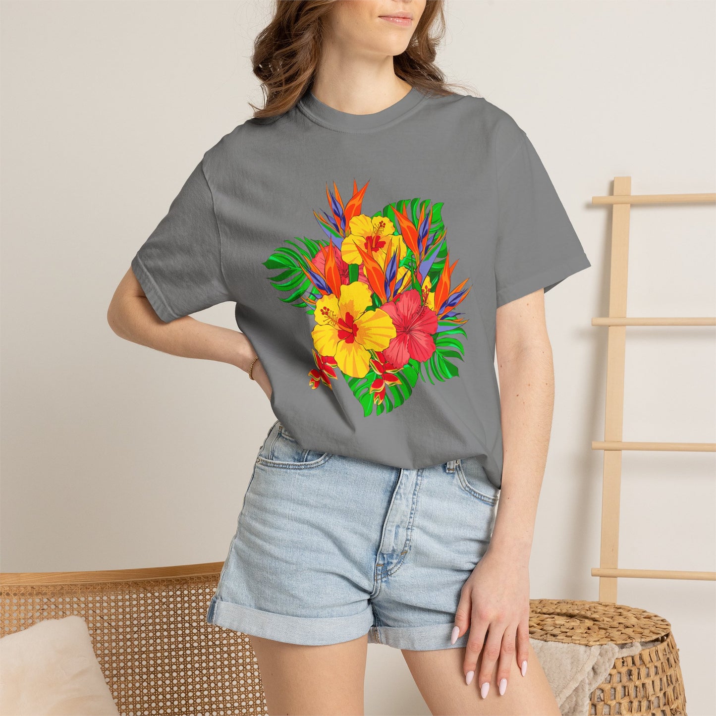 Tropical Hibiscus Floral T-Shirt