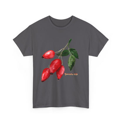 Rosehip Botanical Tee — Illustrated Rose Hips with Jeremiah 1:9 Scripture Accent