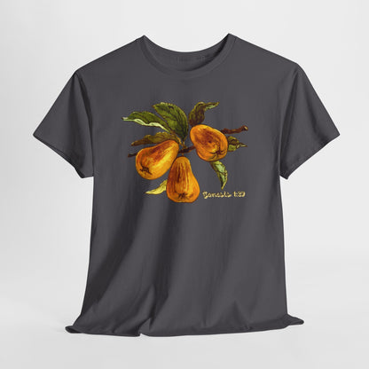 Pear Branch Tee — Watercolor Fruit Graphic T‑Shirt (Genesis 1:29)