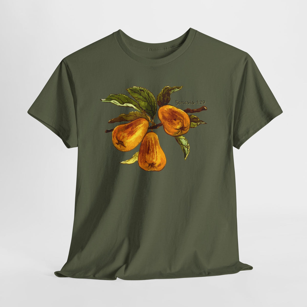 Pear Branch T‑Shirt — Watercolor Yellow Pears Tee Genesis 1:29