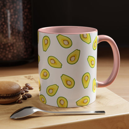 Avocado Pattern Coffee Mug — Cute Avocado Print Accent Mug (11/15oz)