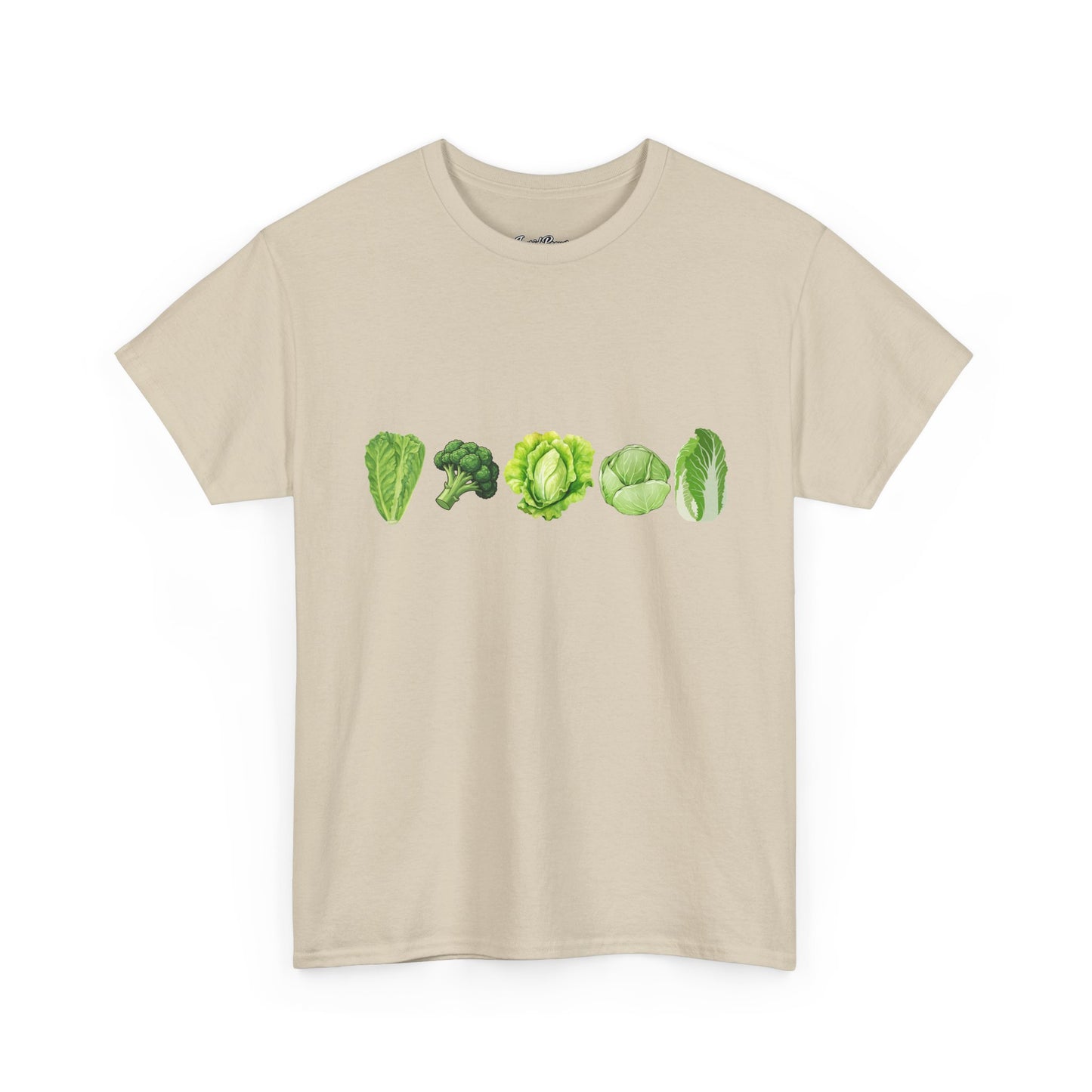 Vegetable Row T-Shirt — Green Veggies Lettuce Broccoli Cabbage Graphic Tee