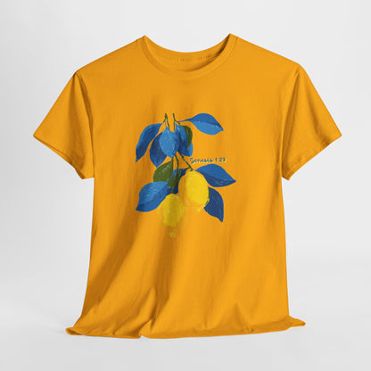 Lemon Branch Graphic Tee — Genesis 1:29 Inspirational Fruit Shirt