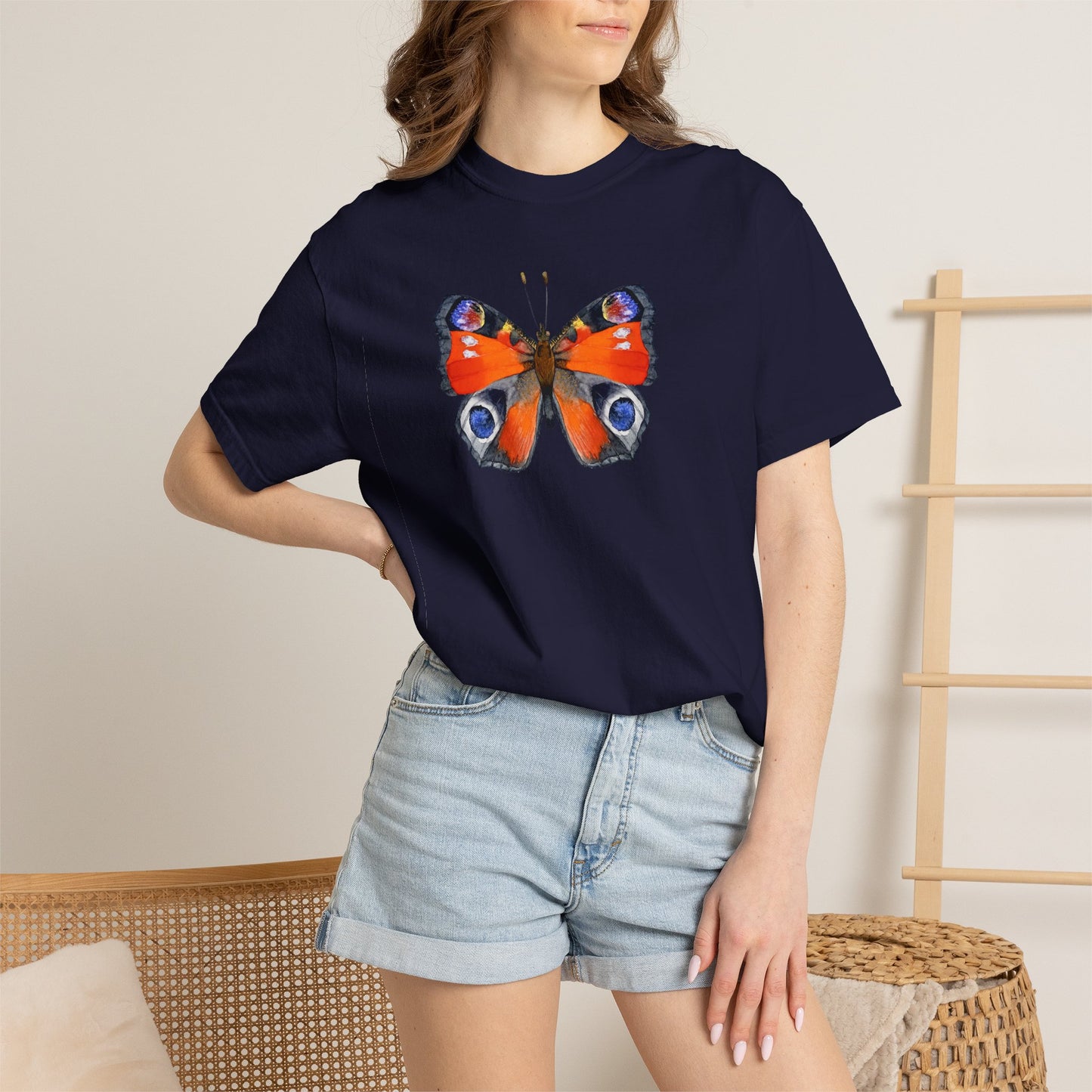 Butterfly Graphic T-Shirt — Peacock Eye Floral Tee