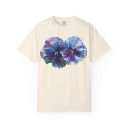 Pansy Watercolor T-Shirt — Purple Blue Floral Graphic Tee
