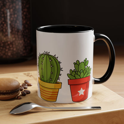 Cactus & Succulent Accent Coffee Mug — Cute Potted Plants 11/15oz