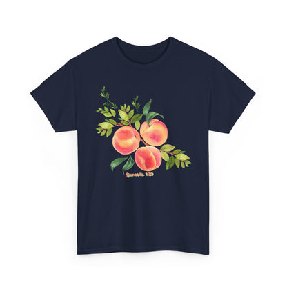 Peach Botanical Tee — Watercolor Fruit Graphic T‑Shirt