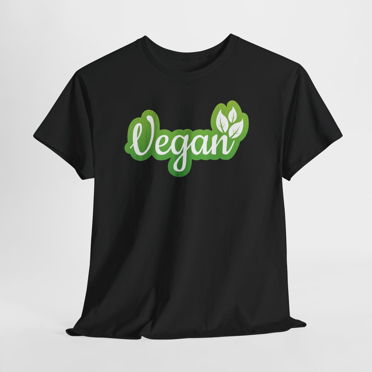 Vegan Script Tee — Green Leaf Eco-Friendly T-Shirt