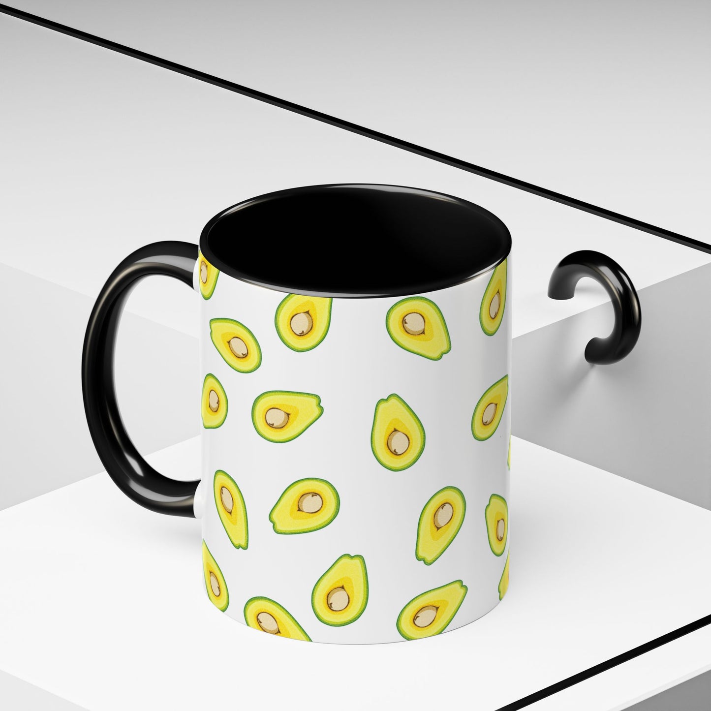 Avocado Pattern Coffee Mug — Cute Avocado Print Accent Mug (11/15oz)