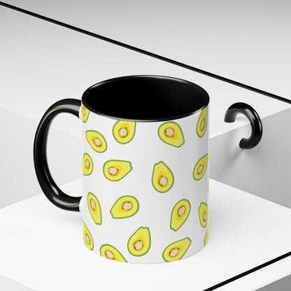 Avocado Pattern Coffee Mug — Cute Avocado Print Accent Mug (11/15oz)