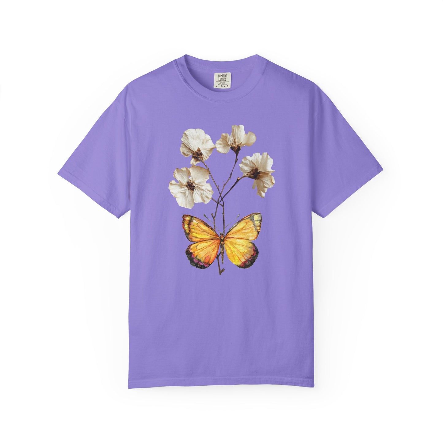 Butterfly & Dried Flowers Graphic T-Shirt — Vintage Botanical Tee