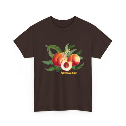Peach Botanical Tee — Vintage Fruit Illustration T-Shirt ("Genesis 1:29")