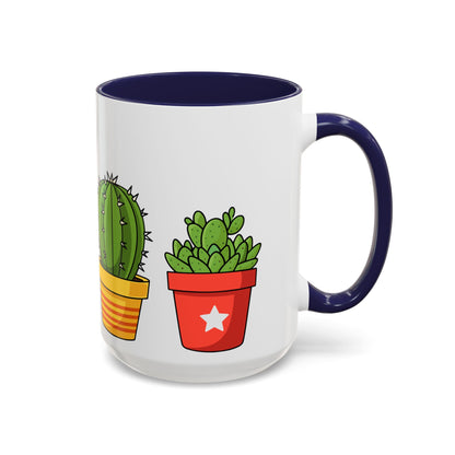 Cactus & Succulent Accent Coffee Mug — Cute Potted Plants 11/15oz