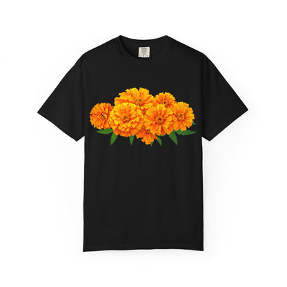 Marigold Blooms T-Shirt — Vibrant Floral Graphic Tee