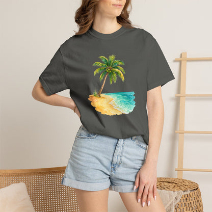 Tropical Palm Beach T-Shirt — Watercolor Island Graphic Tee