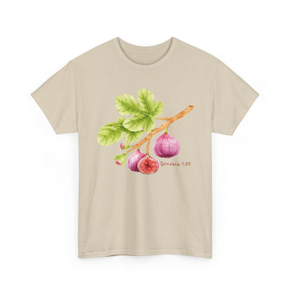 Fig Branch T‑Shirt — Botanical Fig Illustration Tee with Scripture (Genesis 1:29)
