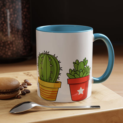 Cactus & Succulent Accent Coffee Mug — Cute Potted Plants 11/15oz