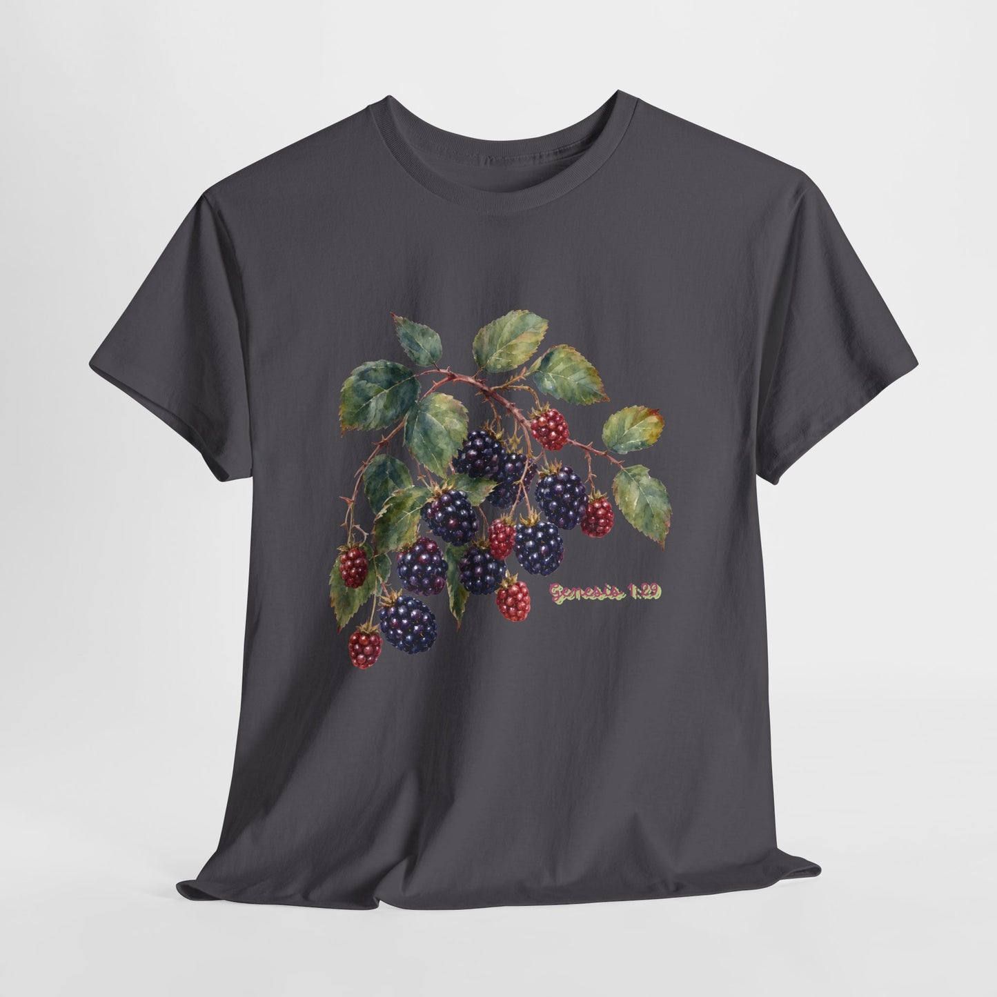 T-Shirt — Vintage Blackberry Branch Illustration Tee (Genesis 1:29)